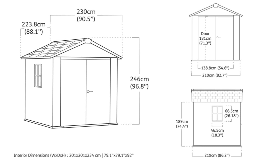 Casetta Box da Giardino 230x230x246 cm Keter Signature Apex 757/775 in Resina Effetto Legno Noce