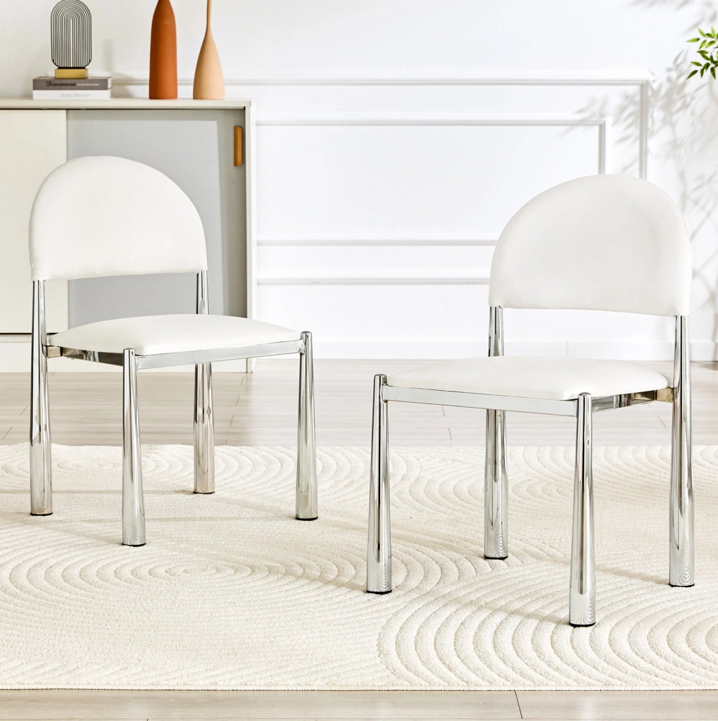 Set di 2 sedie da pranzo con schienale ergonomico in PU bianco
