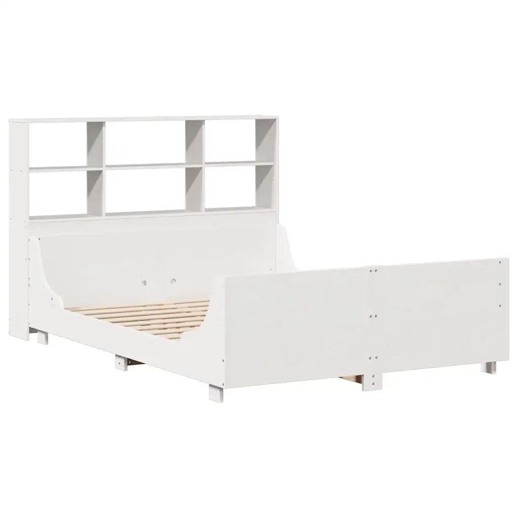 Letto Libreria senza Materasso Bianco 160x200 cm Legno Massello 3323801