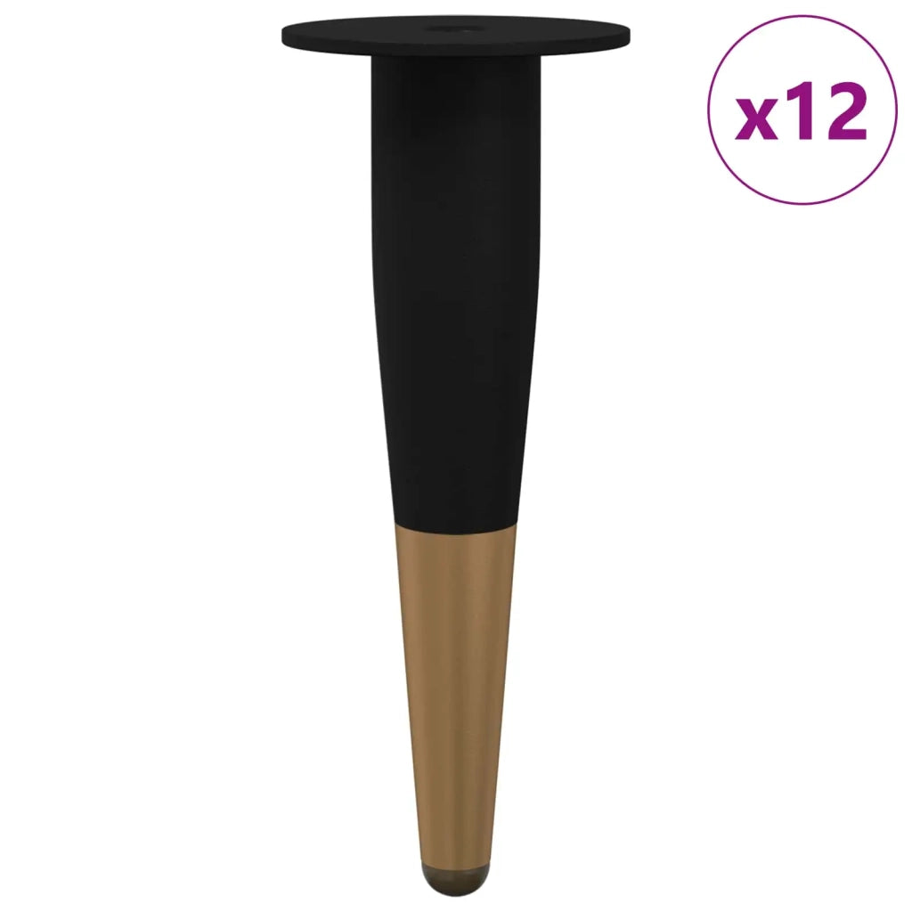 Piedini per mobili 12 pz Nero e Oro ? 40 x 98 mm Ferro CFW9727099