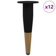 Piedini per mobili 12 pz Nero e Oro ? 40 x 98 mm Ferro CFW9727099