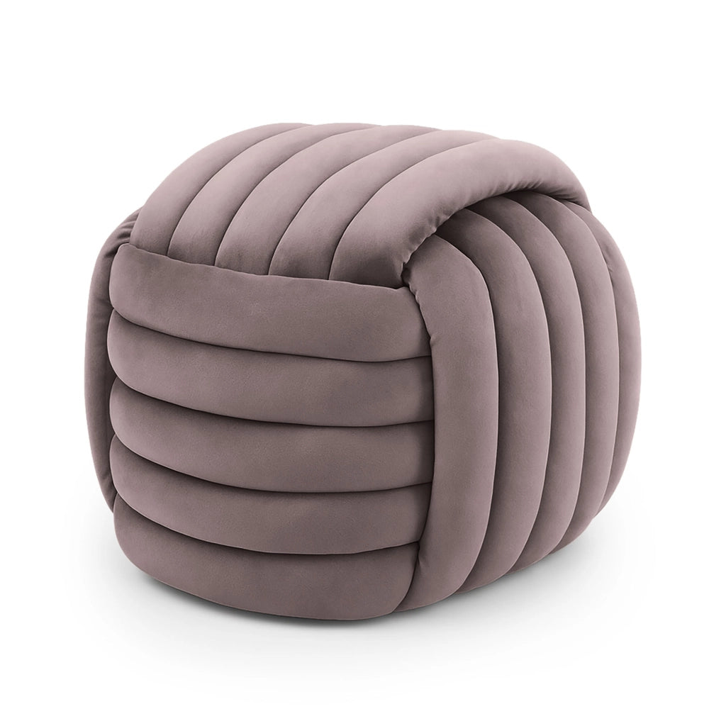 Pouf annodato in velluto 53 cm NILO Rosa Polvere