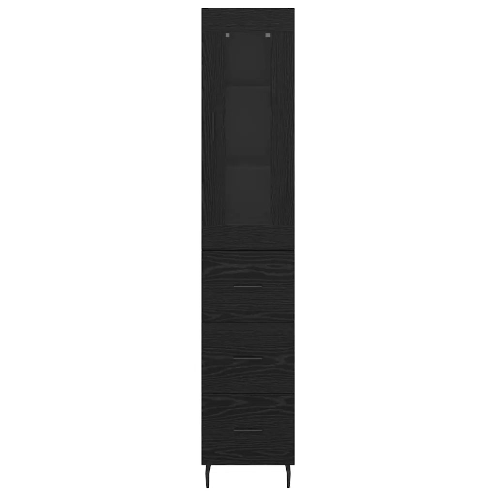 Credenza Rovere Nero 34,5 x 34 x 180 cm Legno multistrato