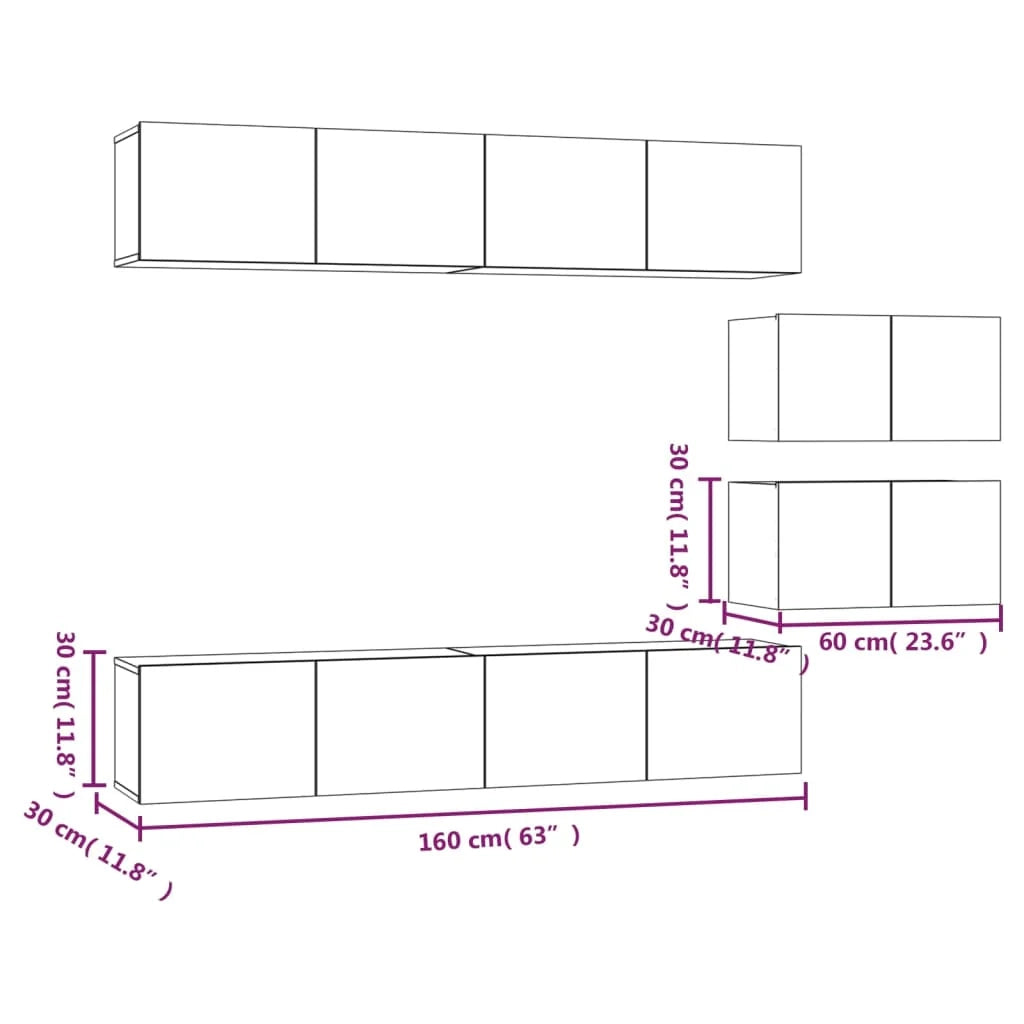 Set di mobili da 6 pezzi tra cui armadio credenza mobile porta TV soggiorno/camera da letto/salotto legno ingegnerizzato rovere Sonoma marrone 02_0025129