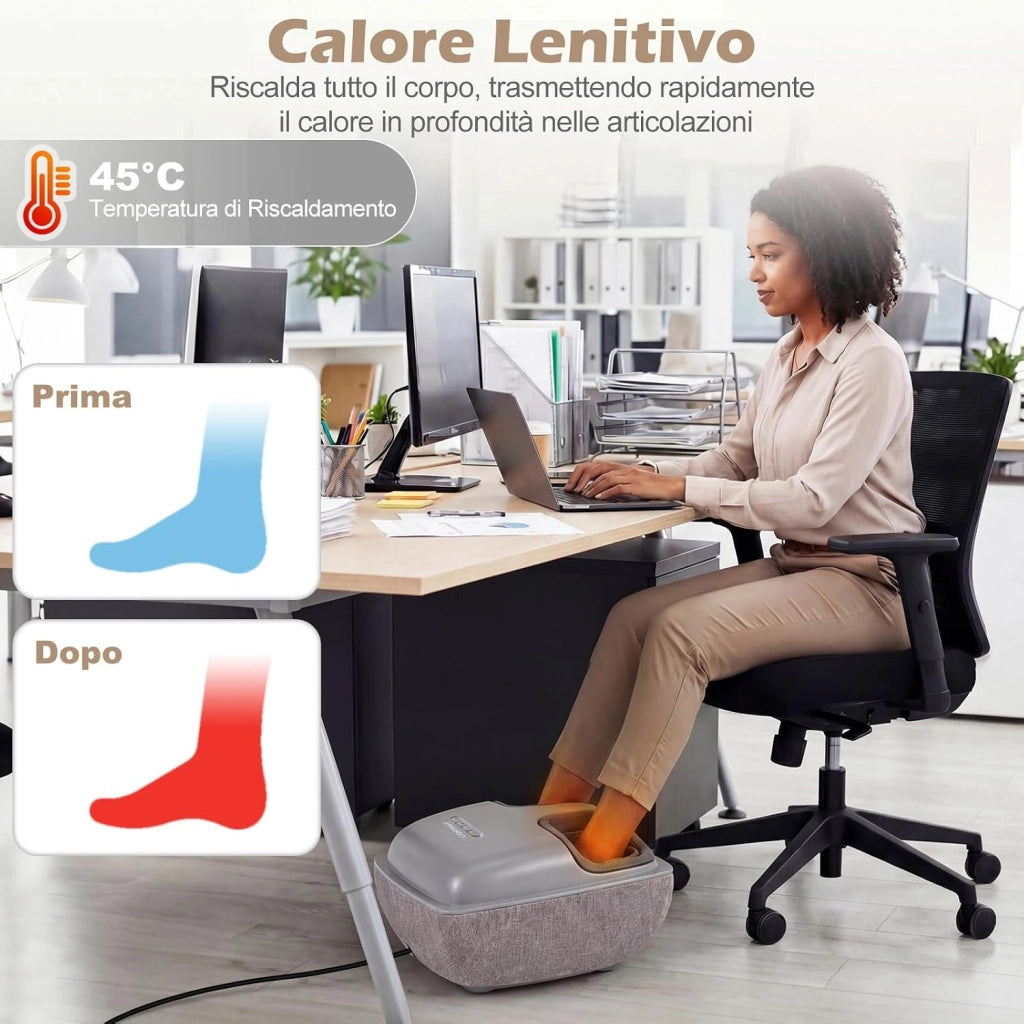 Massaggiatore per Piedi Shiatsu con Calore, Impastamento Profondo a 3 Livelli, Compressione Aria, Timer e Copertura Antipolvere, Scaldapiedi per Fascite Plantare e Neuropatia