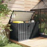 Baule da Esterno da 400L in Acciaio Zincato con Serratura e 2 Chiavi 124x66x72 cm, Grigio Scuro