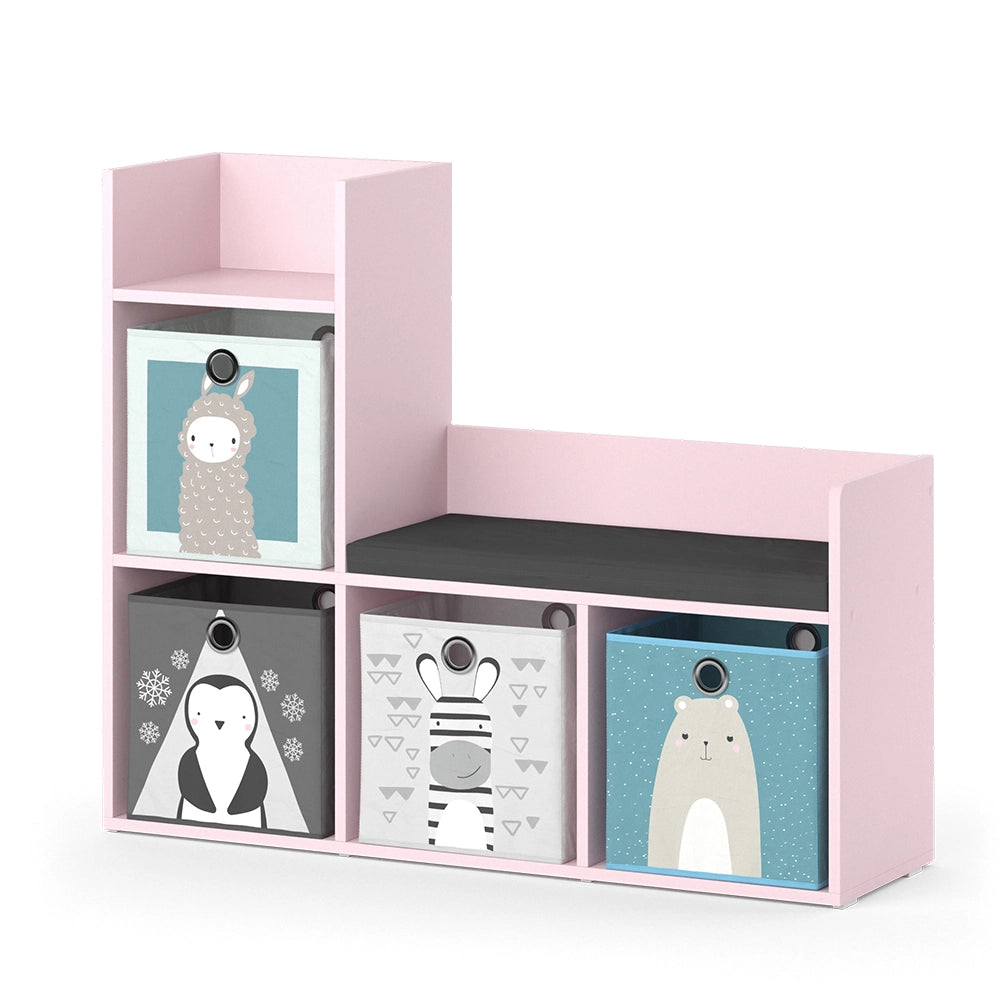 Vicco Libreria bambini rosa 107.2 x 88.6 cm con 2 scatole pieghevoli (grigio)