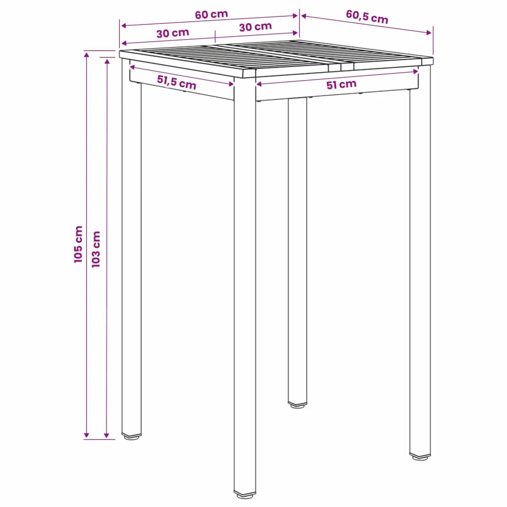 Tavolo Bar da Giardino Bianco 60 x 60,5 x 105 cm 901773