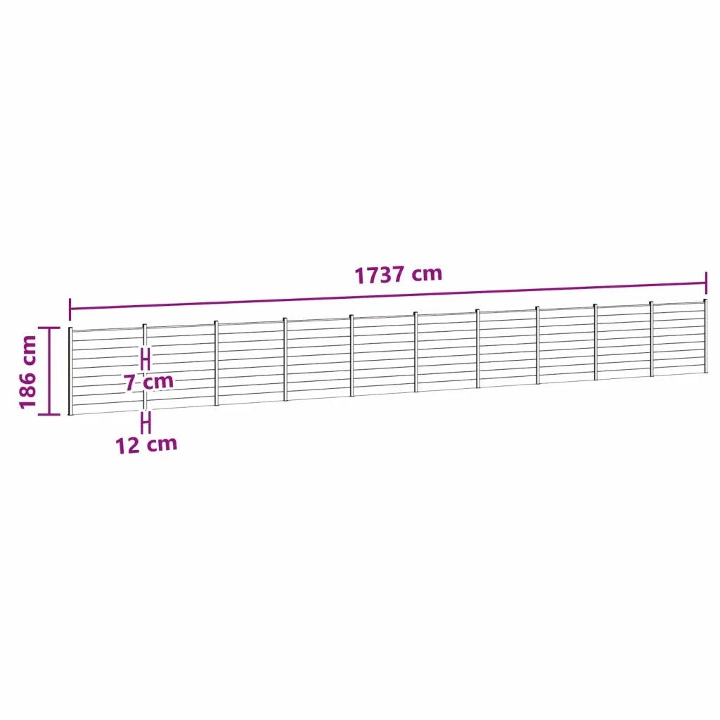 Pannello di Recinzione 10 pcs WPC e Alluminio Nero