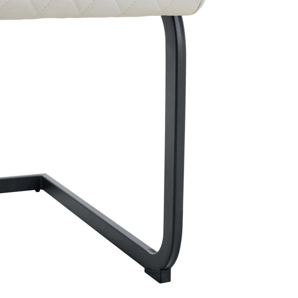 SEDIA da pranzo in PU bianco con struttura nera, altezza 100 cm, Set da 2 pezzi