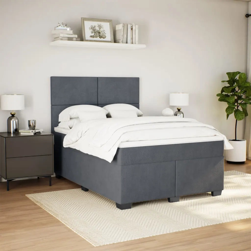 vidaXL Giroletto a Molle con Materasso Grigio Scuro 140x200 cm Velluto
