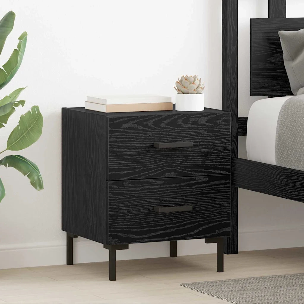 Comodino | Armadio da Notte | Mobiletto da notte con cassetto Rovere Nero 40 x 35 x 47,5 cm