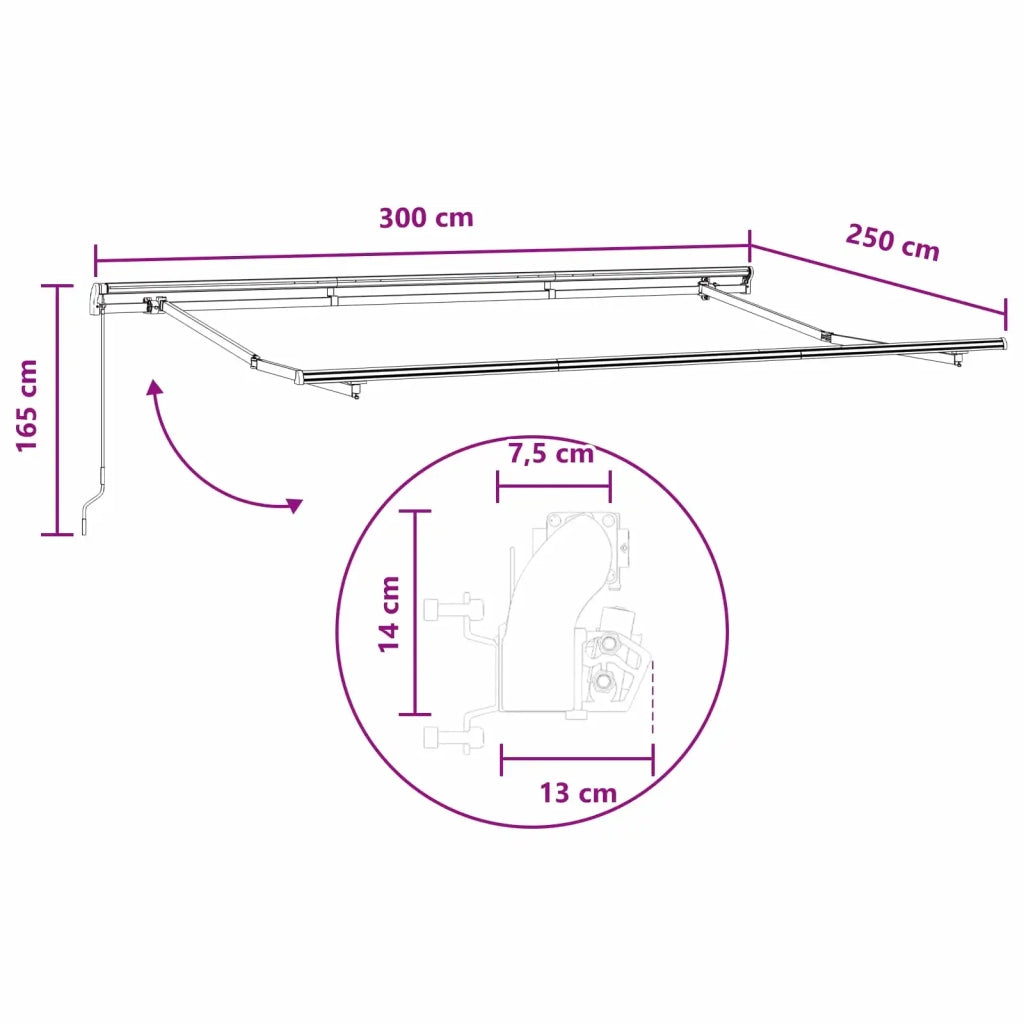 Tenda retrattile Grigio chiaro e bianco 300 x 250 cm 3425844