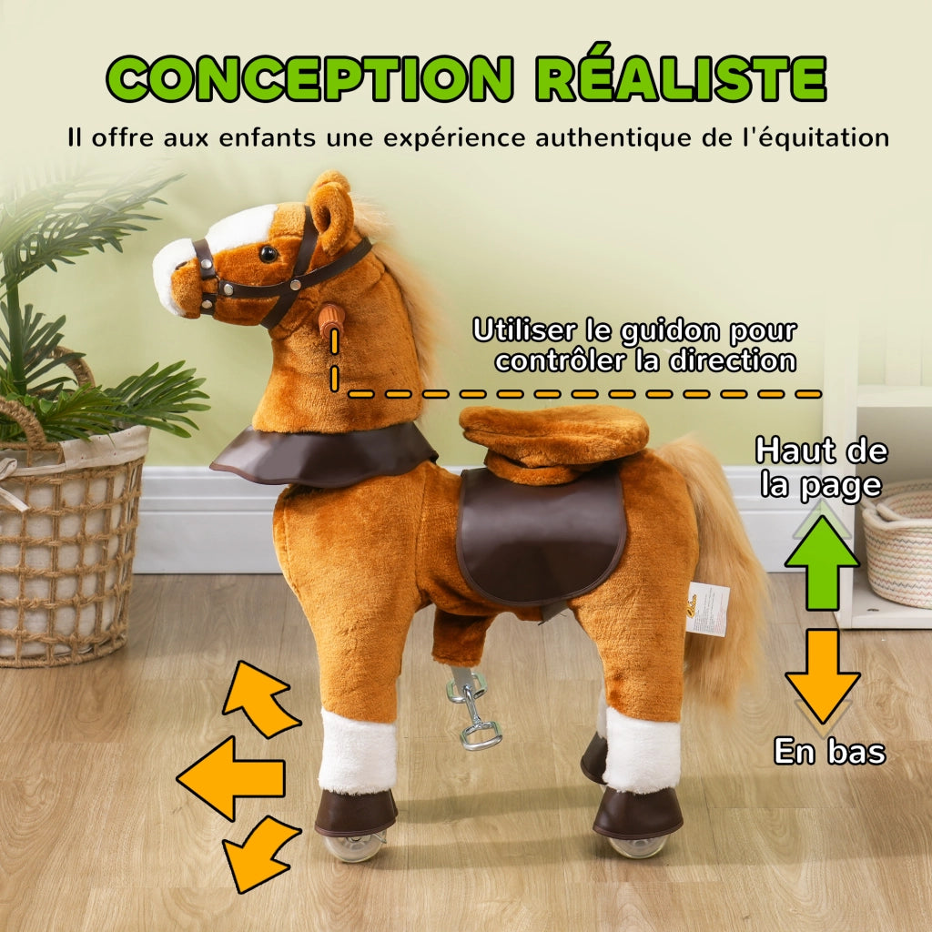 Cavallo a Dondolo con Ruote per Bambini ¨C zephmum ¨C Marrone 70x28x70 cm