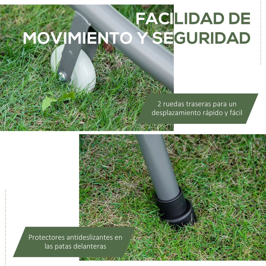 Lettino da giardino doppio con cuscini e rotelle ¨C zephmum ¨C 200x175x134 cm grigio