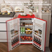 Frigorifero Piccolo 91L MonoPorta Reversibile con Congelatore e Temperatura Regolabile Rosso