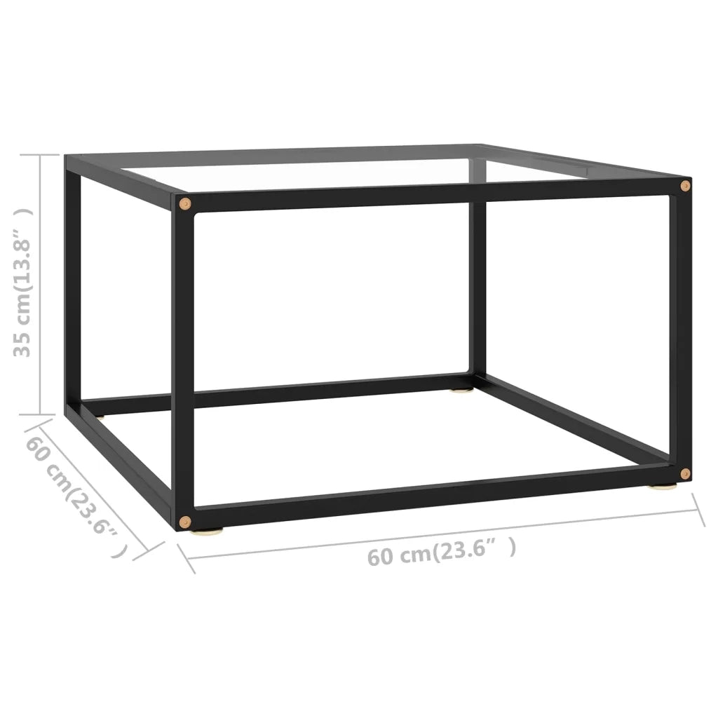 Tavolino da salotto | Tavolino da caff¨¨ | Tavolino da Soggiorno Nero con Vetro Temperato 60x60x35 cm