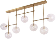Lampada soffitto lineare ottone 7 sfere vetro G9 Maxlight