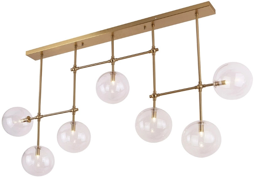 Lampada soffitto lineare ottone 7 sfere vetro G9 Maxlight