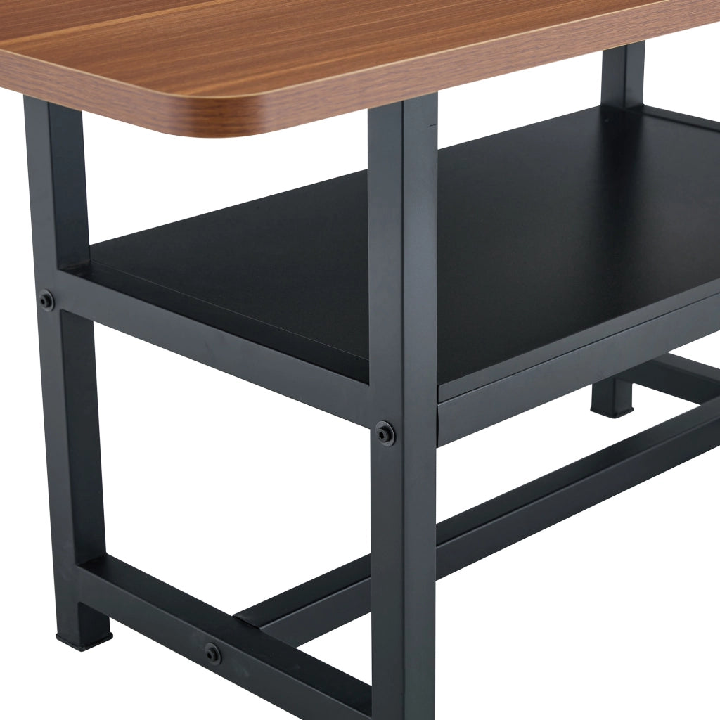 Tavolo da pranzo 4-6 posti con ripiano - per cucina - 160×90×76 cm - noce e nero