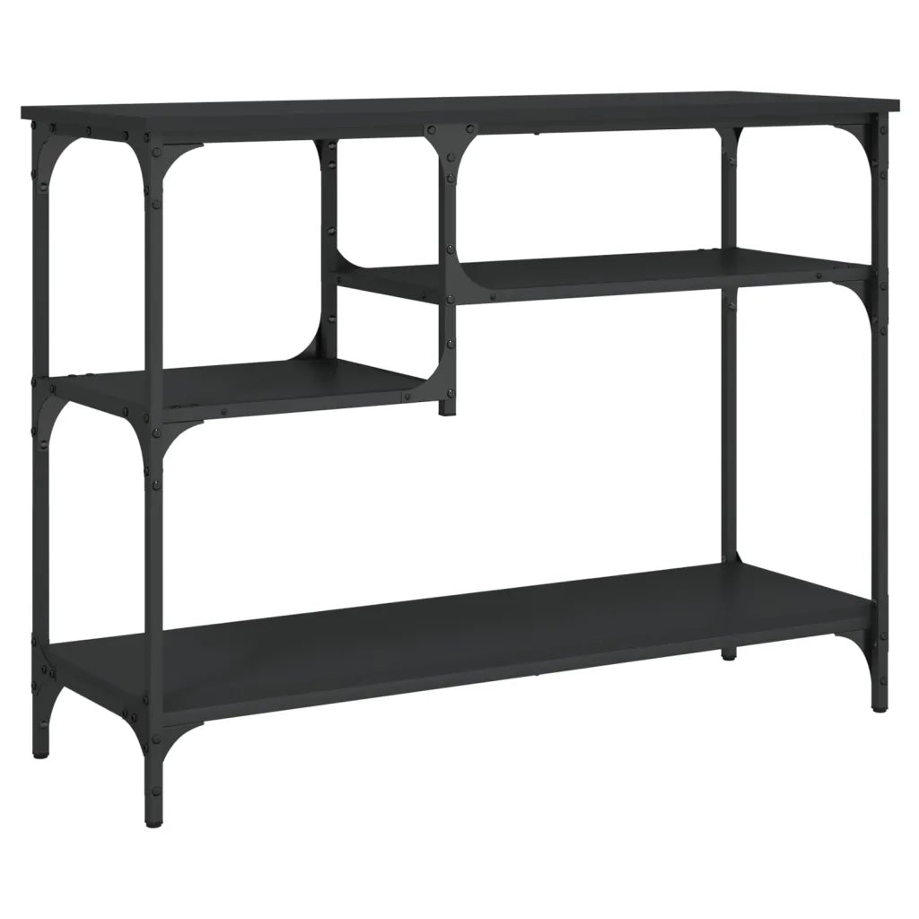 Tavolino Consolle con Ripiani-Tavolino da soggiorno Nero 100x35x75 cm 137763