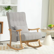 Poltrona a dondolo 65x90x98 cm con cuscino lombare; tasche laterali; poliestere grigio