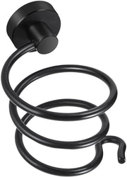 Supporto per capelli da parete - Stand per asciugacapelli - Materiale: alluminio - Colore: nero - Soluzione pratica - Adatto per la stanza da bagno - Modello compatto