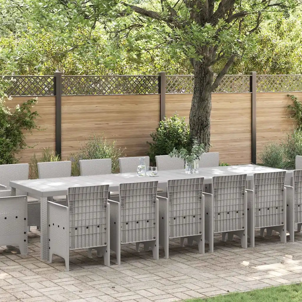 Set da Pranzo per Giardino 15 pcs Grigio chiaro Rattan Polt 3378648
