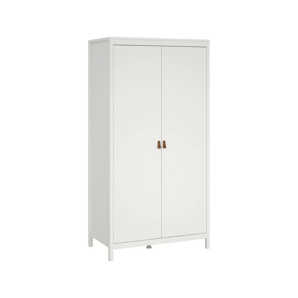 Guardaroba 2 ante Zagabria, Mobile camera da letto, Cabina armadio portabiti, Armadio appendiabiti, 102x58 h199 cm, Bianco