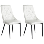 Set di 2 sedie da pranzo in velluto bianco sporco  con gambe nere in ferro Sedie imbottite moderne