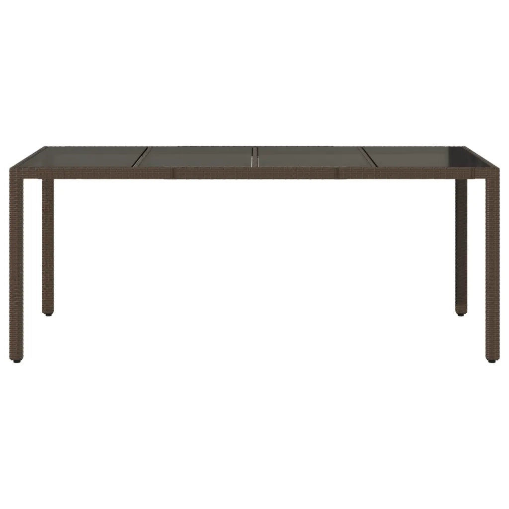 Tavolo Giardino Piano in Vetro Marrone 190x90x75 cm Polyrattan 365593