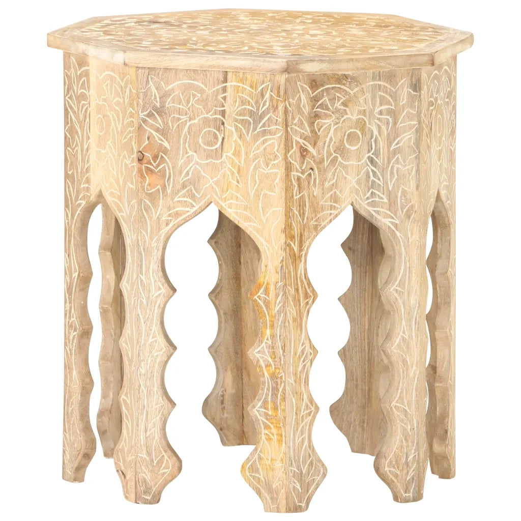 Tavolino da Salotto Ã˜48 cm in Legno Massello di Mango