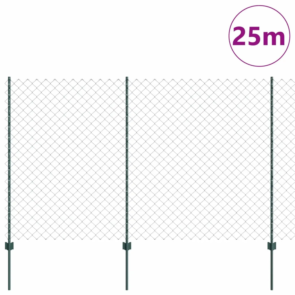 Recinzione a maglie con palo 25 x 1,6 m Verde Rete 3336256
