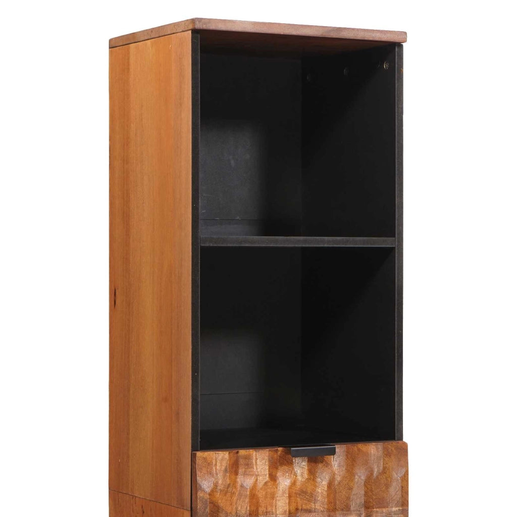 Mobiletto da bagno moderno con ripiano 38 x 33 x 160 cm pratico contenitore stile pulito legno di mango marrone 02_0057781