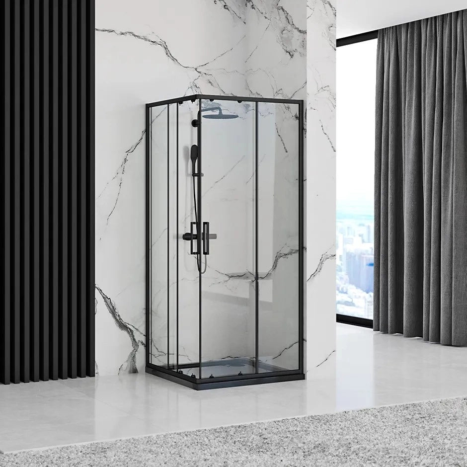 Cabina Doccia Rea Punto Black 80x80 con piatto doccia Savoy
