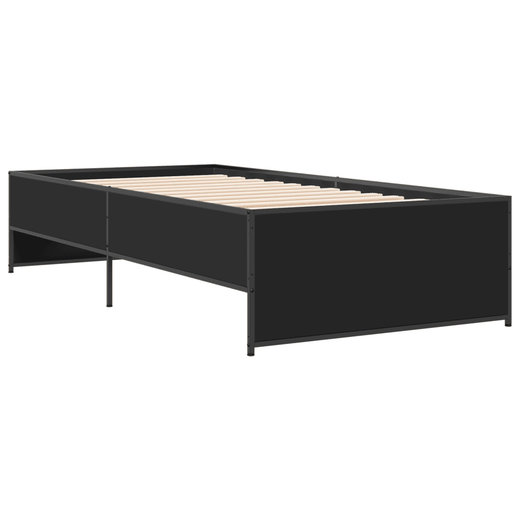 Giroletto Nero 100x200 cm in Legno Multistrato e Metallo 845236