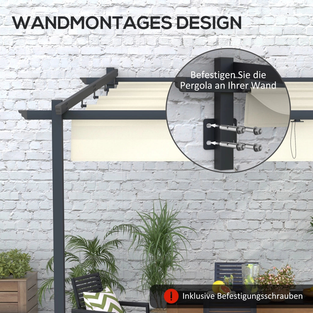 Gazebo pergola antivento 3 x 3 m con tetto regolabile colore crema perfetto per giardino e terrazzo