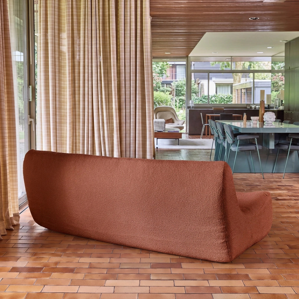 Poltrona in tessuto bouclé strutturato, 3 posti, terracotta