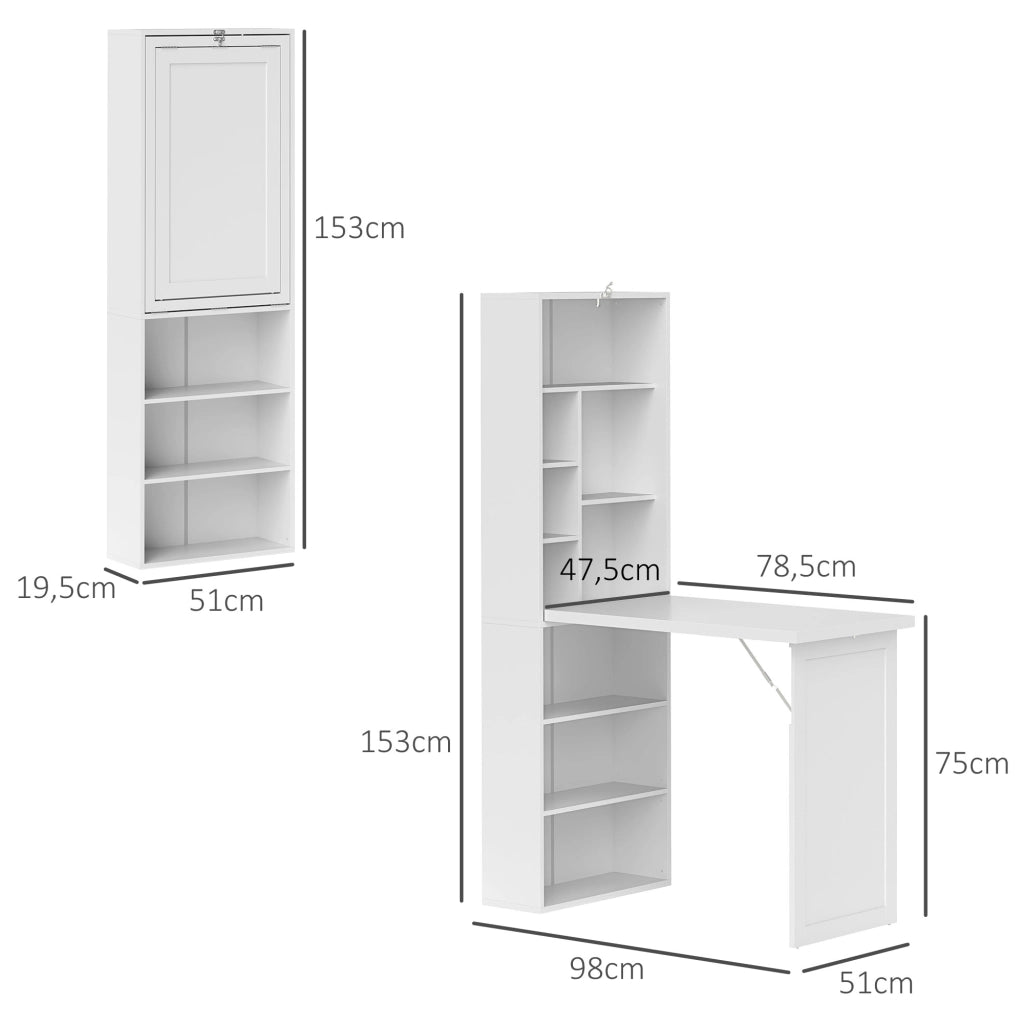 Scrivania con libreria e scaffale regolabile ¨C Minimal ¨C bianco 98x51x153cm