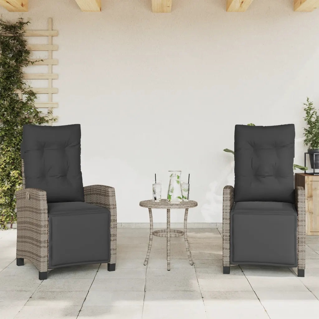 Set da Bistr¨° 3 pz | Set Salotto da Giardino con Cuscini Grigio in Polyrattan