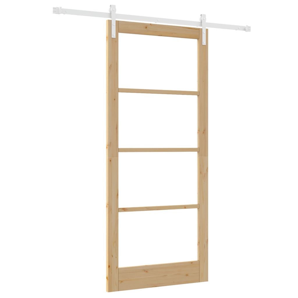 Porta Scorrevole  con Set di Ferramenta 'ORKDAL'Legno Massello e Vetro