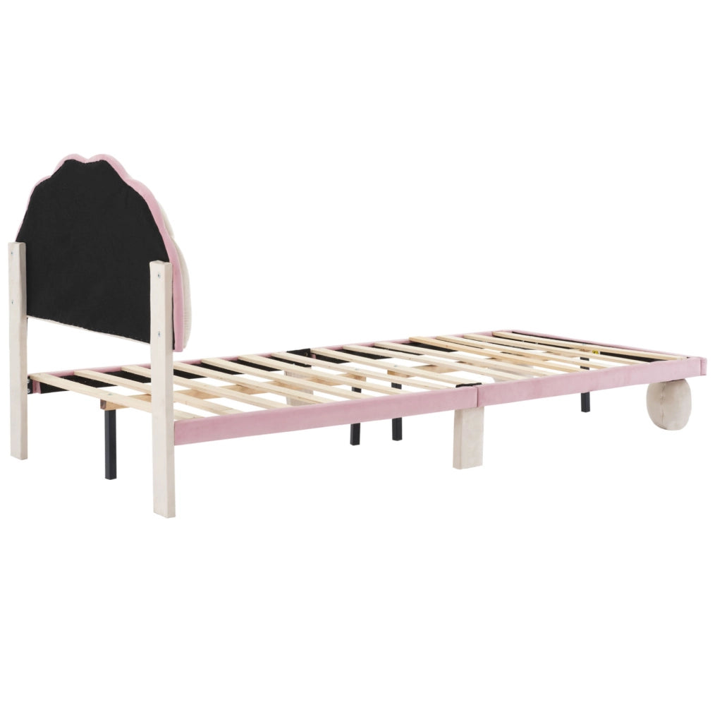 Letto imbottito singolo con luci LED multicolore, testiera ondulata, 90x200 cm