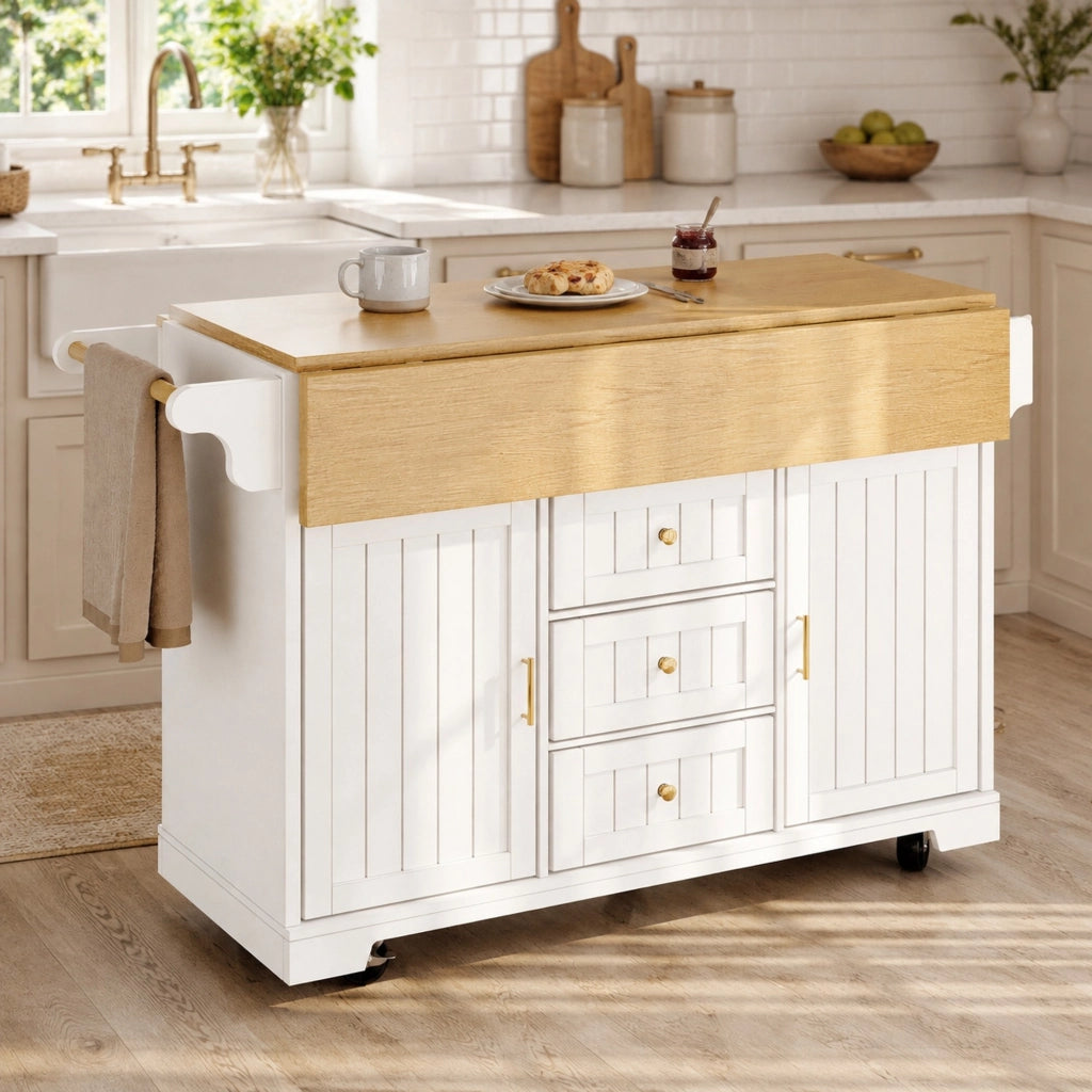 ISOLA CUCINA allungabile 120 x 80 x 95 cm MDF e metallo bianco