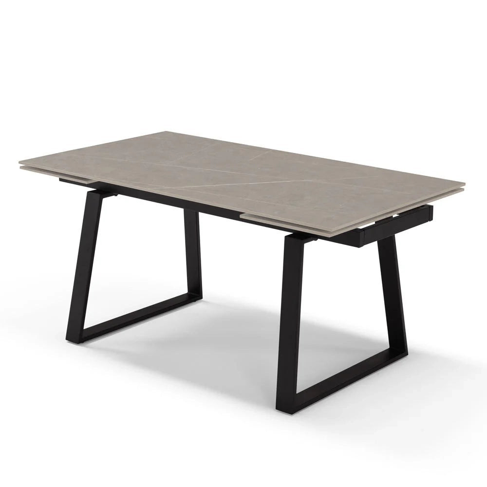 Tavolo allungabile da pranzo Pietra Grigia 160x90 modello ATLAS fino a 240 CM per sala da pranzo, cucina e soggiorno, design moderno con top in grès ceramico