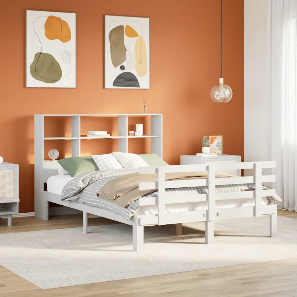 Letto Libreria senza Materasso Bianco 120x190 cm Legno di Pino 3322746