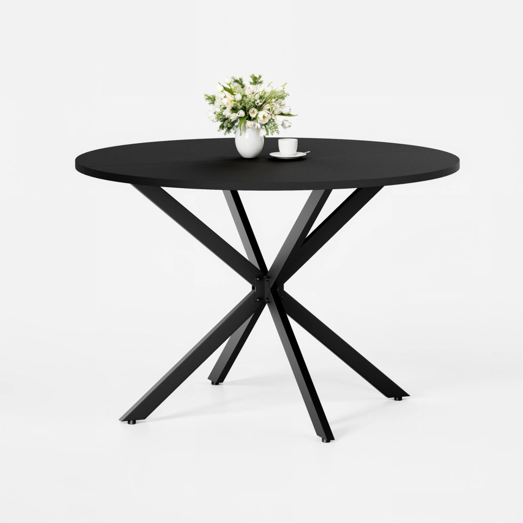 Tavolo da pranzo rotondo Ø120 cm con gambe a X nero