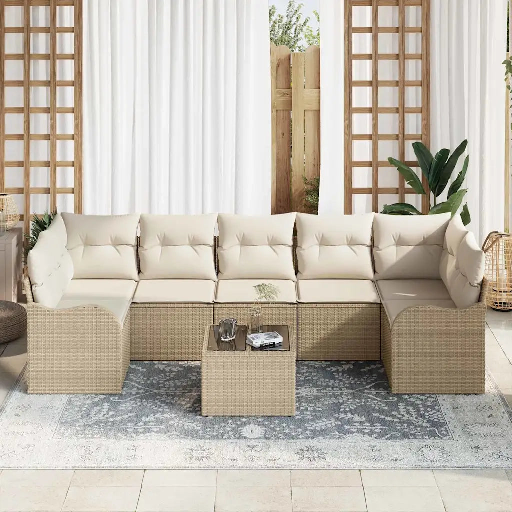 Set Divano da Giardino Beige 55 x 55 x 37 cm polyrattan