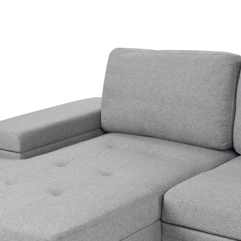 Divano letto angolare Grigio in tessuto imbottito Orientamento a destra con letto contenitore