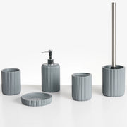 Set di 5 accessori in poliresina grigio chiaro per il bagno stile elegante semplice