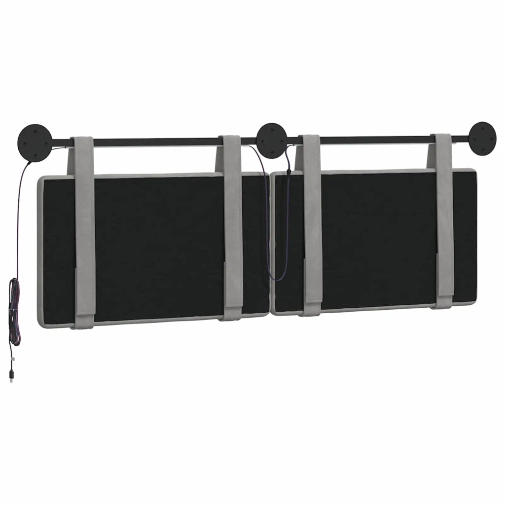 Testiera sospesa Con luce LED Grigio Chiaro Velluto